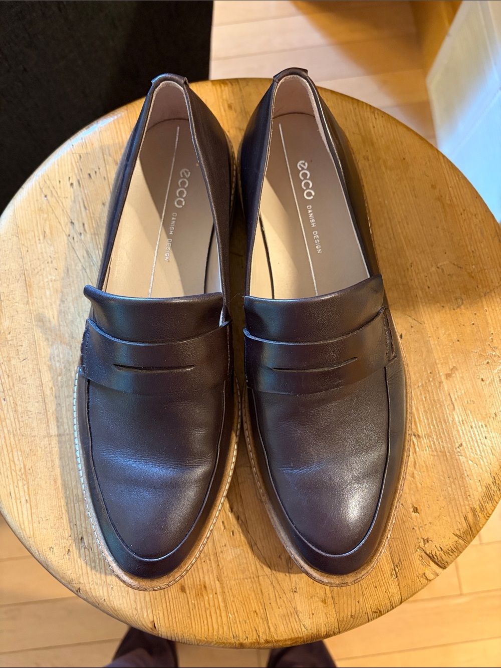 Ecco Dark Brown Leather Penny Loafers
